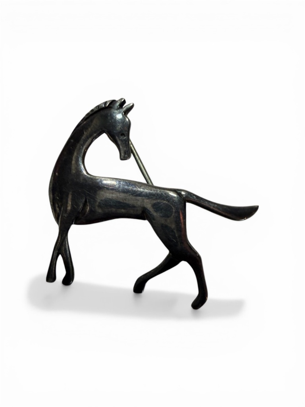 Sterling Silver Horse Brooch Equestrian Animal Pin Minimalist Design‎